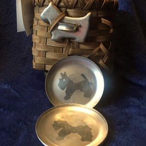 Scottie basket and coasters.